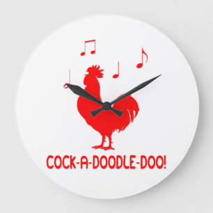 Rooster Cock-A-Doodle-Doo-Muzieknoten Grote Klok