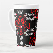 Rooster Cockerel Scandinavische volkskunst Latte Mok (Linkerhoek)