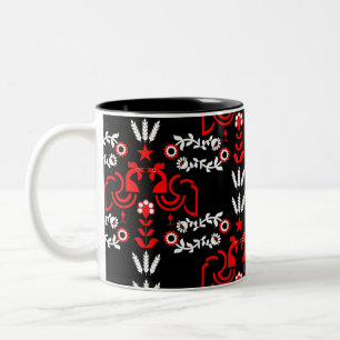 Rooster Cockerel Scandinavische volkskunst Tweekleurige Koffiemok