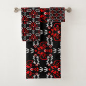 Rooster Cocrek Noordse Scandinavische Folk Art Bad Handdoek (Insitu)