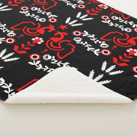 Rooster Cocrek Noordse Scandinavische Folk Art Sherpa Deken (3/4)