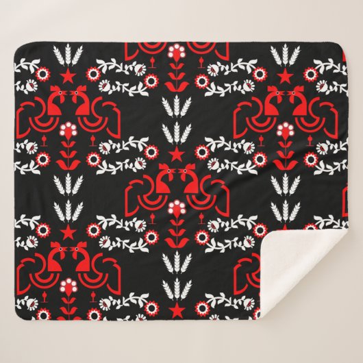 Rooster Cocrek Noordse Scandinavische Folk Art Sherpa Deken (Voorkant (horizontaal))