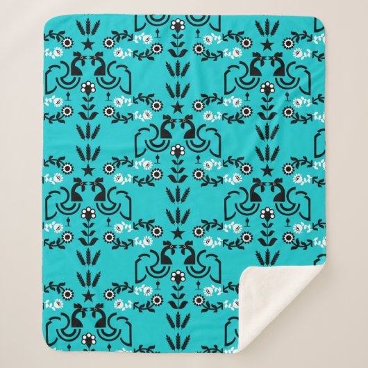 Rooster Cocrek Noordse Scandinavische Folk Art Sherpa Deken (Voorkant)