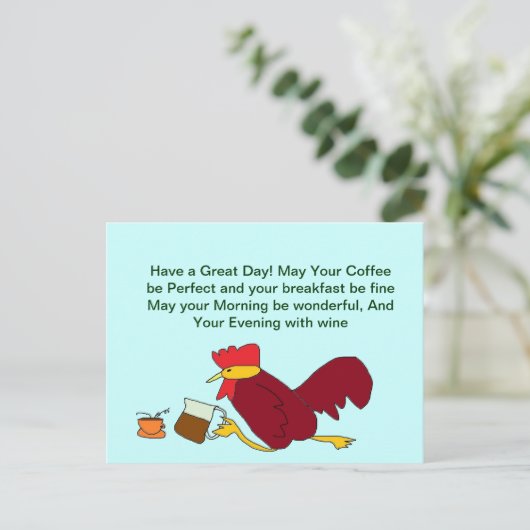 Rooster Coffee Great Day Briefkaart (Staand voorkant)