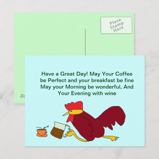Rooster Coffee Great Day Briefkaart (Voorkant / Achterkant)