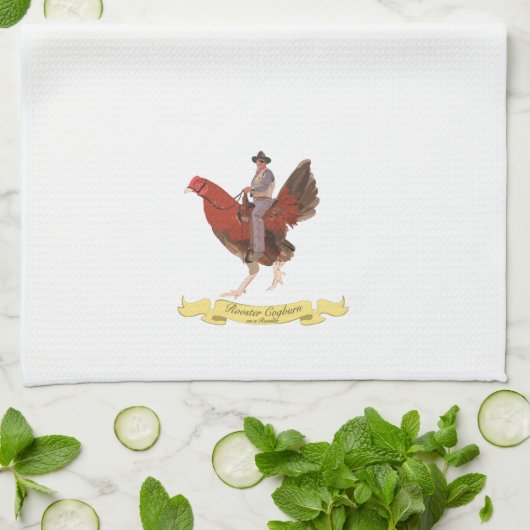 Rooster Cogburn op een Rooster Theedoek (Gevouwen)
