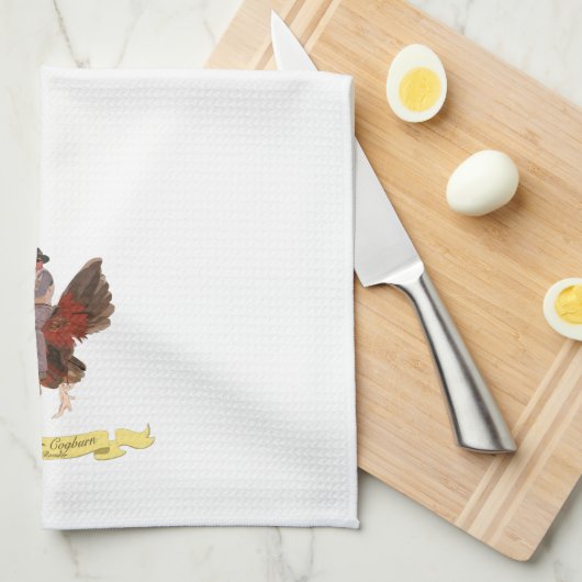 Rooster Cogburn op een Rooster Theedoek (Quarter Fold)