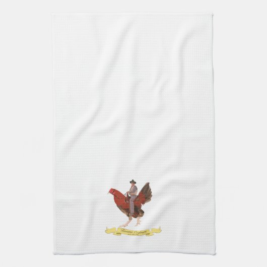 Rooster Cogburn op een Rooster Theedoek (Verticaal)