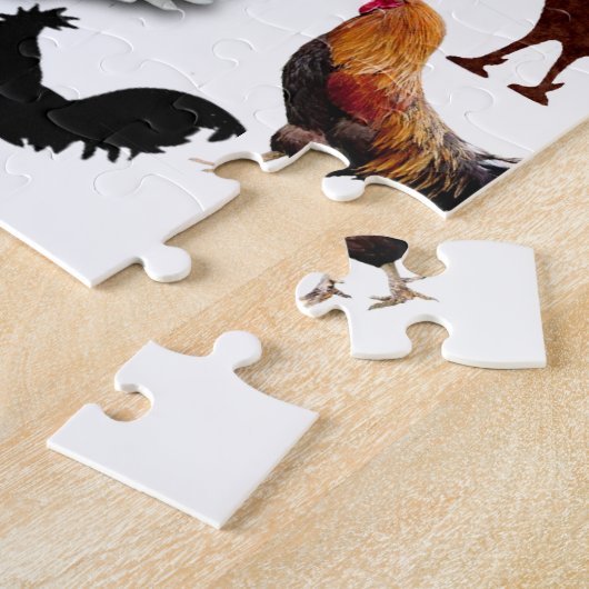 Rooster Collage Rustische kippen Legpuzzel (Zijkant)