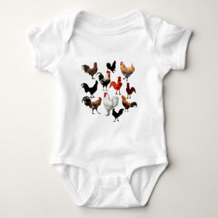 Rooster Collage Rustische kippen Romper