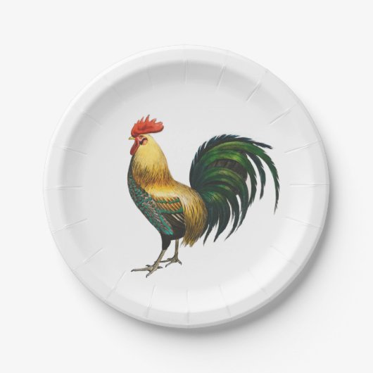 Rooster country klassieker, stijlvolle traditionel papieren bordje (Voorkant)