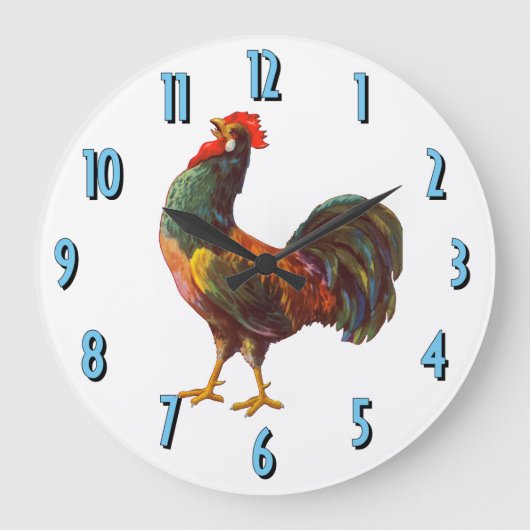 Rooster  Crate Art Kitchen Clock Grote Klok (Voorkant)