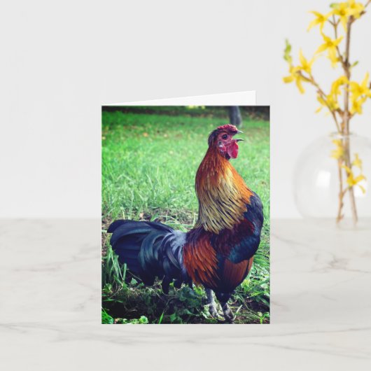 Rooster Croster Boerderij Animal Note Kaart (Gele Bloem)