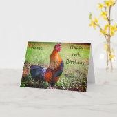Rooster Crosting Boerderij Dierlijke gepersonalise Kaart (Gele Bloem)