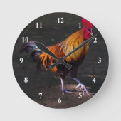 Rooster Crosting Wall Clock Ronde Klok (Voorkant)