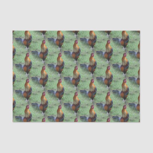 Rooster Crowing Animal Natuur Pattern Tissuepapier (Voorkant)