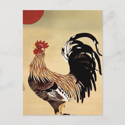 Rooster Crowing beroemd gemaakt door Ito Jakuchu B Briefkaart (Voorkant)