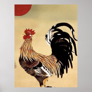Rooster Crowing beroemd gemaakt door Ito Jakuchu Poster