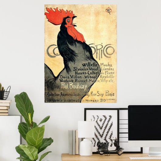 Rooster Crowing by Théophile Alexandre Steinlen Poster (Thuiskantoor)