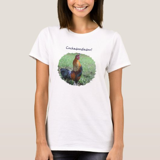 Rooster Crowing Cockadodoledoo Funny T Shirt (Voorkant)