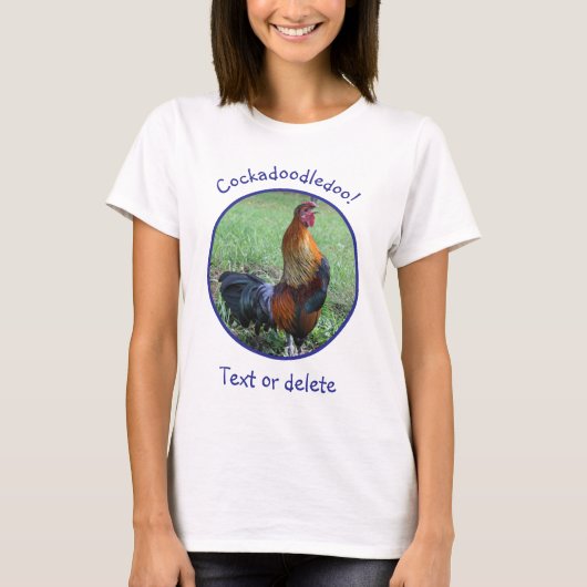 Rooster Crowing Cockadoodledoo Funny  T-shirt (Voorkant)