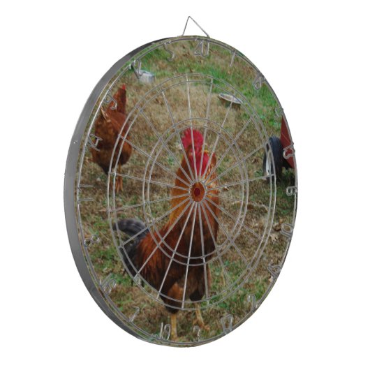 Rooster Crowing Dartbord (Voorkant Links)