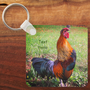 Rooster Crowing Natuur Gepersonaliseerd Sleutelhanger