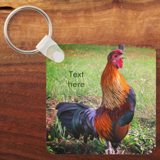 Rooster Crowing Natuur Gepersonaliseerd Sleutelhanger (Voorkant)