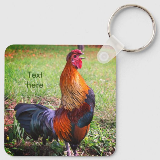 Rooster Crowing Natuur Gepersonaliseerd Sleutelhanger (Achterkant)