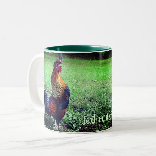 Rooster Crowing Personalized Animal Tweekleurige Koffiemok (Voorkant links)