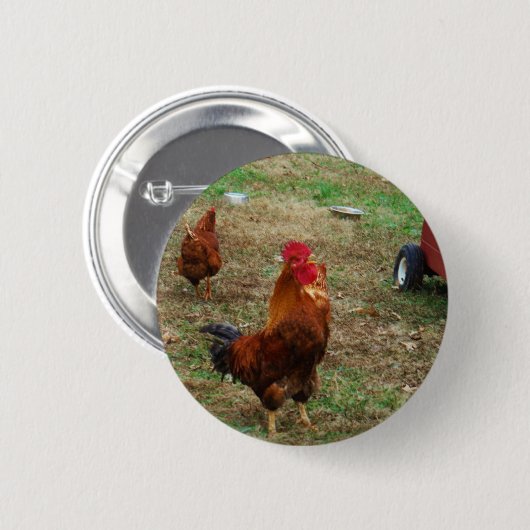 Rooster Crowing Ronde Button 5,7 Cm (Voorkant /achterkant)