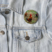 Rooster Crowing Ronde Button 5,7 Cm (In situ)