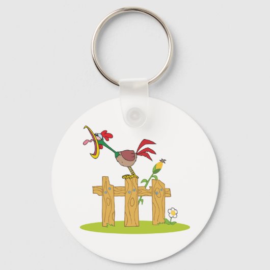 Rooster Crowing Sleutelhanger (Voorkant)