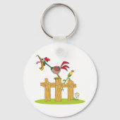 Rooster Crowing Sleutelhanger (Achterkant)