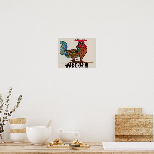 Rooster Crowing, tekst bewerken, Poster (Keuken)