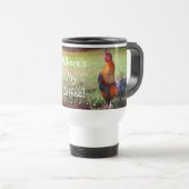 Rooster Crowing Where's My Coffee Funny Reisbeker (Voorkant rechts)