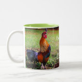 Rooster Crowing Where's My Coffee Funny Tweekleurige Koffiemok (Links)