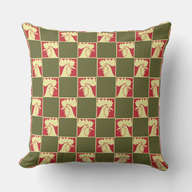 Rooster dambordpatroon kussen (Voorkant)