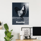 Rooster Dark Blue Kitchen Wall Art - Poster (Thuiskantoor)