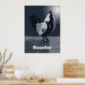 Rooster Dark Blue Kitchen Wall Art - Poster (Keuken)