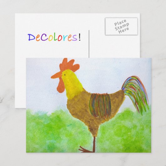 Rooster ~ DeColores Briefkaart (Voorkant / Achterkant)