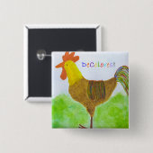Rooster DeColores Square Button (Voorkant /achterkant)