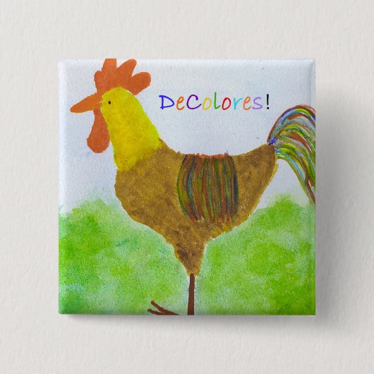 Rooster DeColores Square Button (Voorkant)