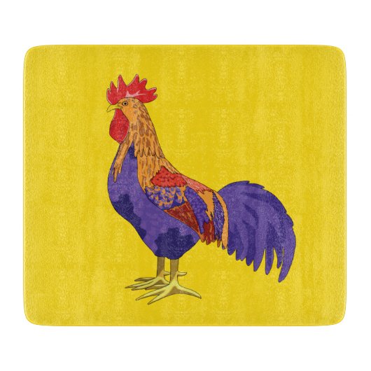 Rooster Decoratief Glass Cutting Board Snijplank (Voorkant)