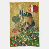  Rooster die kerstkaarten zingt Theedoek (Verticaal)