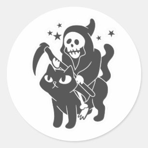 Rooster die op een kat past - Kies achtergrondkleu Ronde Sticker