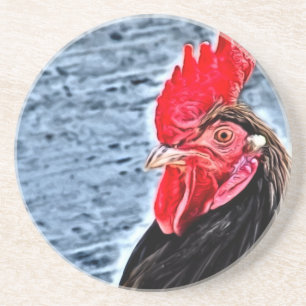 Rooster Digital Art Zandsteen Onderzetter
