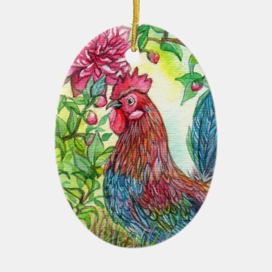 Rooster door Peony Keramisch Ornament (Voorkant)