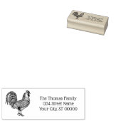 Rooster Drawing Lithograph #1 Naam Retouradres Rubberstempel (Gestempeld)