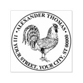 Rooster Drawing Lithograph #1 Naam Retouradres Zelfinktende Stempel (Design)